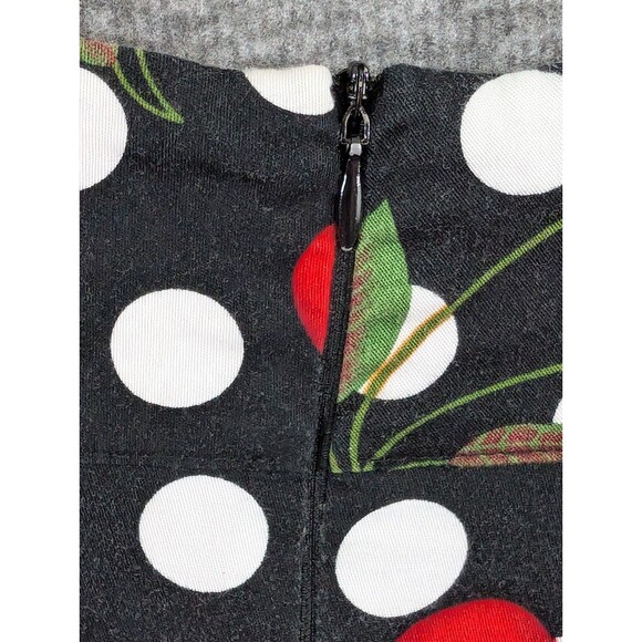 FANCYQUBE Polka Dot Cherry Print Skirt Zipper Detail Women's Feminime - Picture 5 of 16